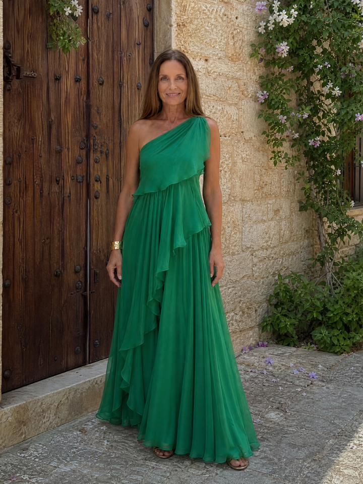 Evelyn™ | One-Shoulder Chiffon Maxi Dress