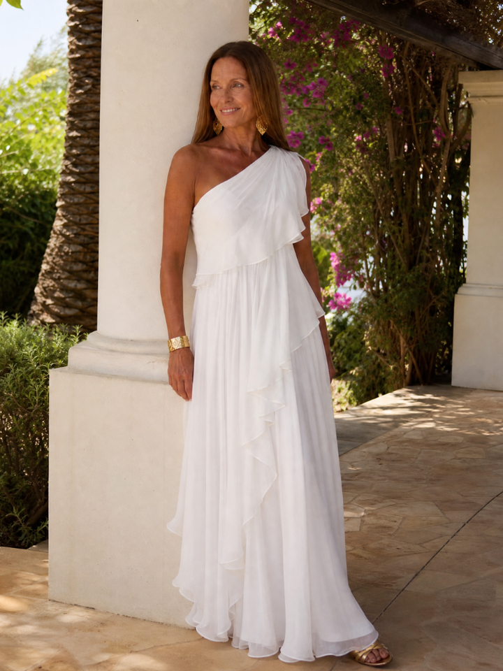 Evelyn™ | One-Shoulder Chiffon Maxi Dress