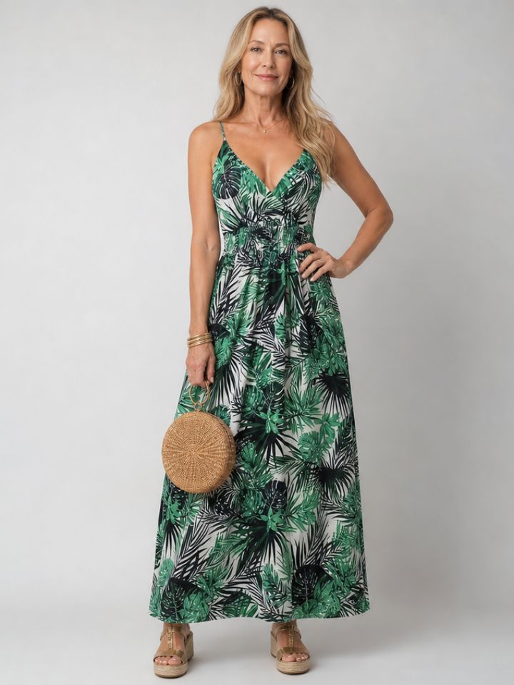 Green Print Midi Dress