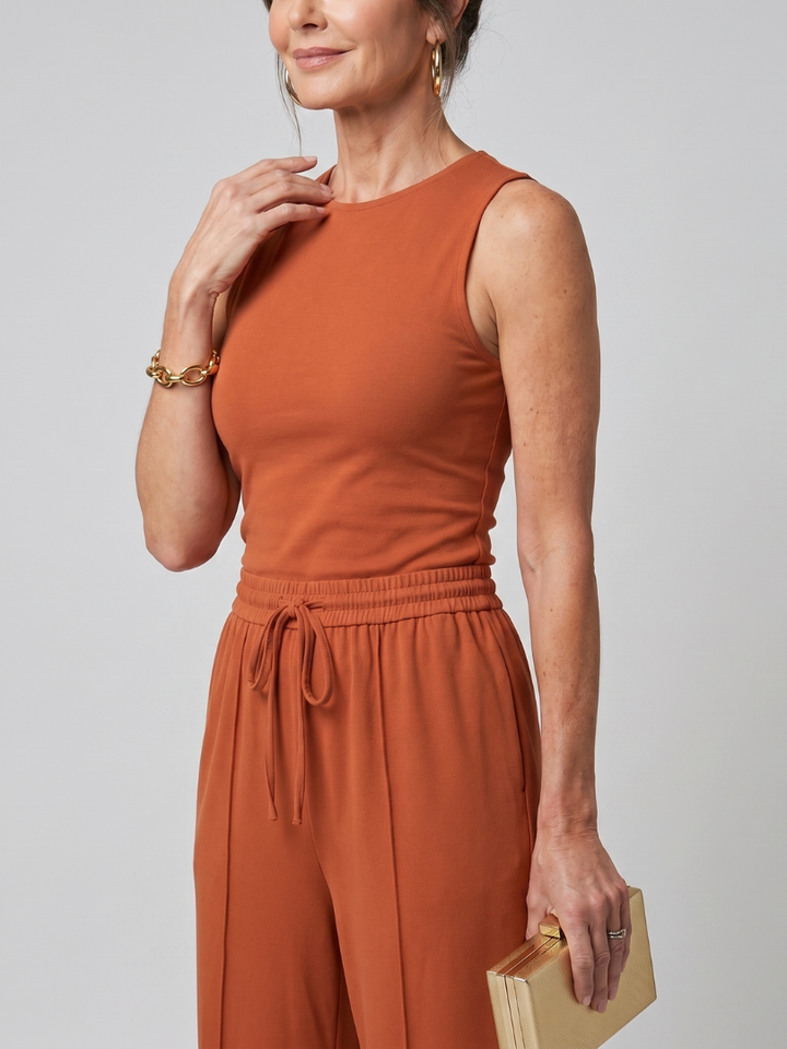 Sleeveless Wide Leg Pants Set