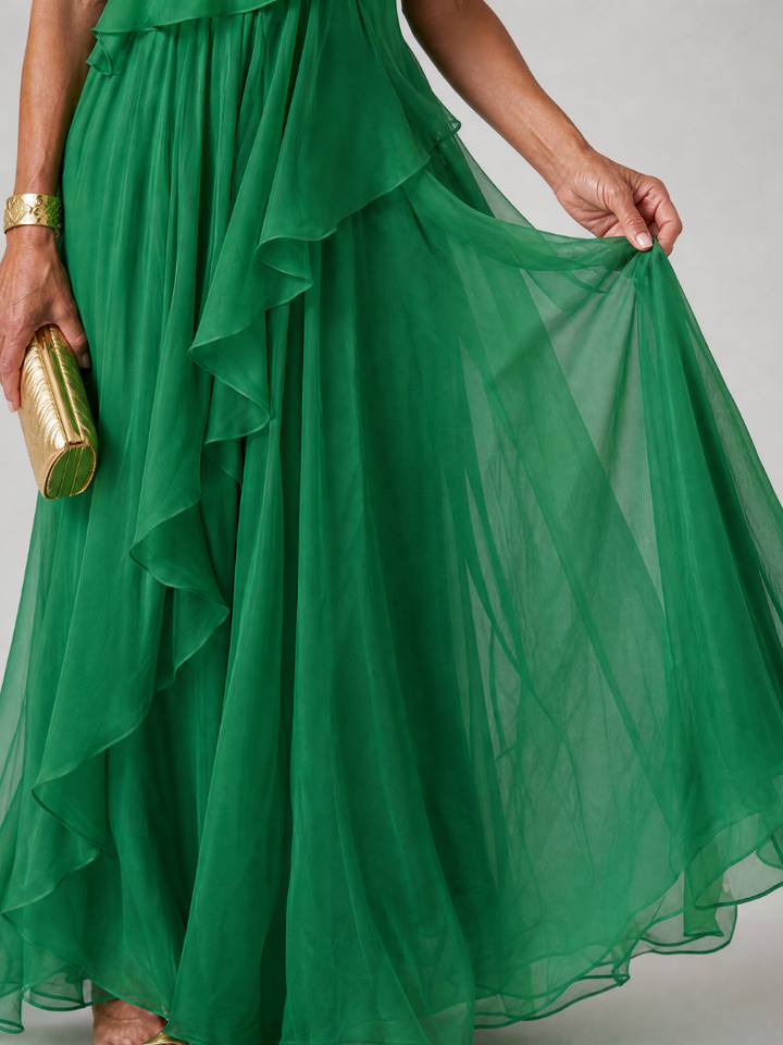 Evelyn™ | One-Shoulder Chiffon Maxi Dress