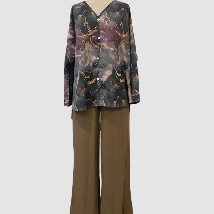 Aurora™ Elegant Printed Two-Piece Set | Floral Comfort Co-Ord