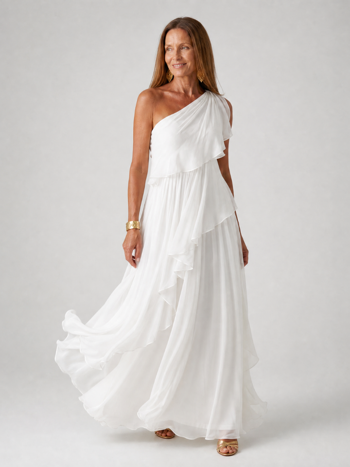 Evelyn™ | One-Shoulder Chiffon Maxi Dress