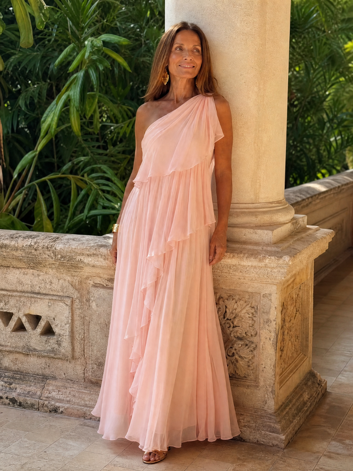 Evelyn™ | One-Shoulder Chiffon Maxi Dress