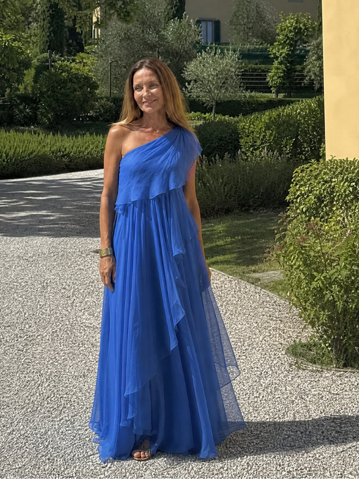 Evelyn™ | One-Shoulder Chiffon Maxi Dress