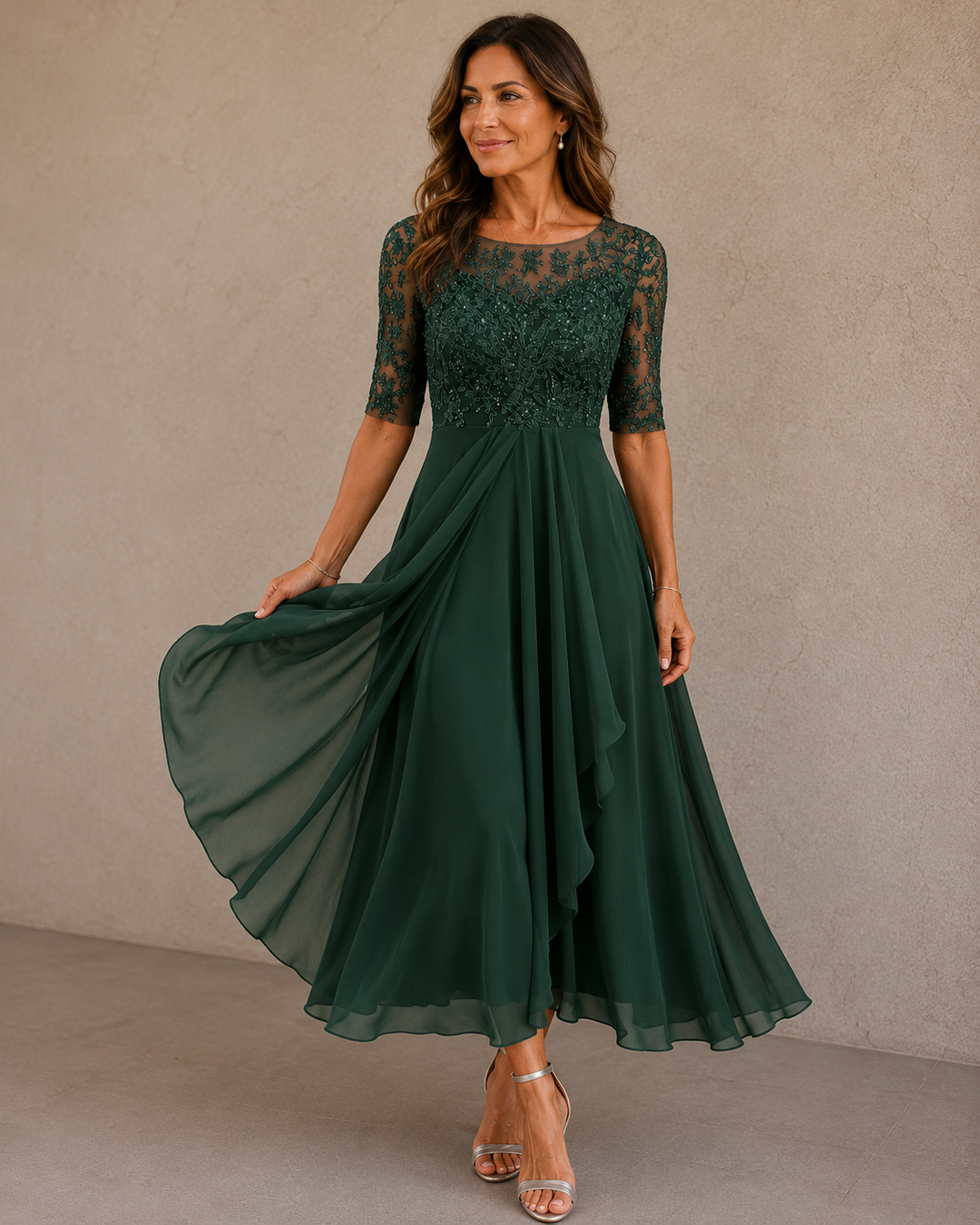 Charlotte™ | Elegant Lace Midi Dress