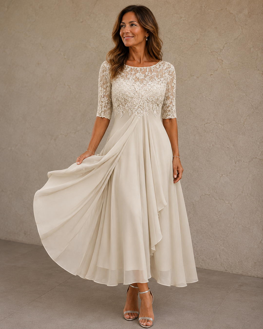 Charlotte™ | Elegant Lace Midi Dress
