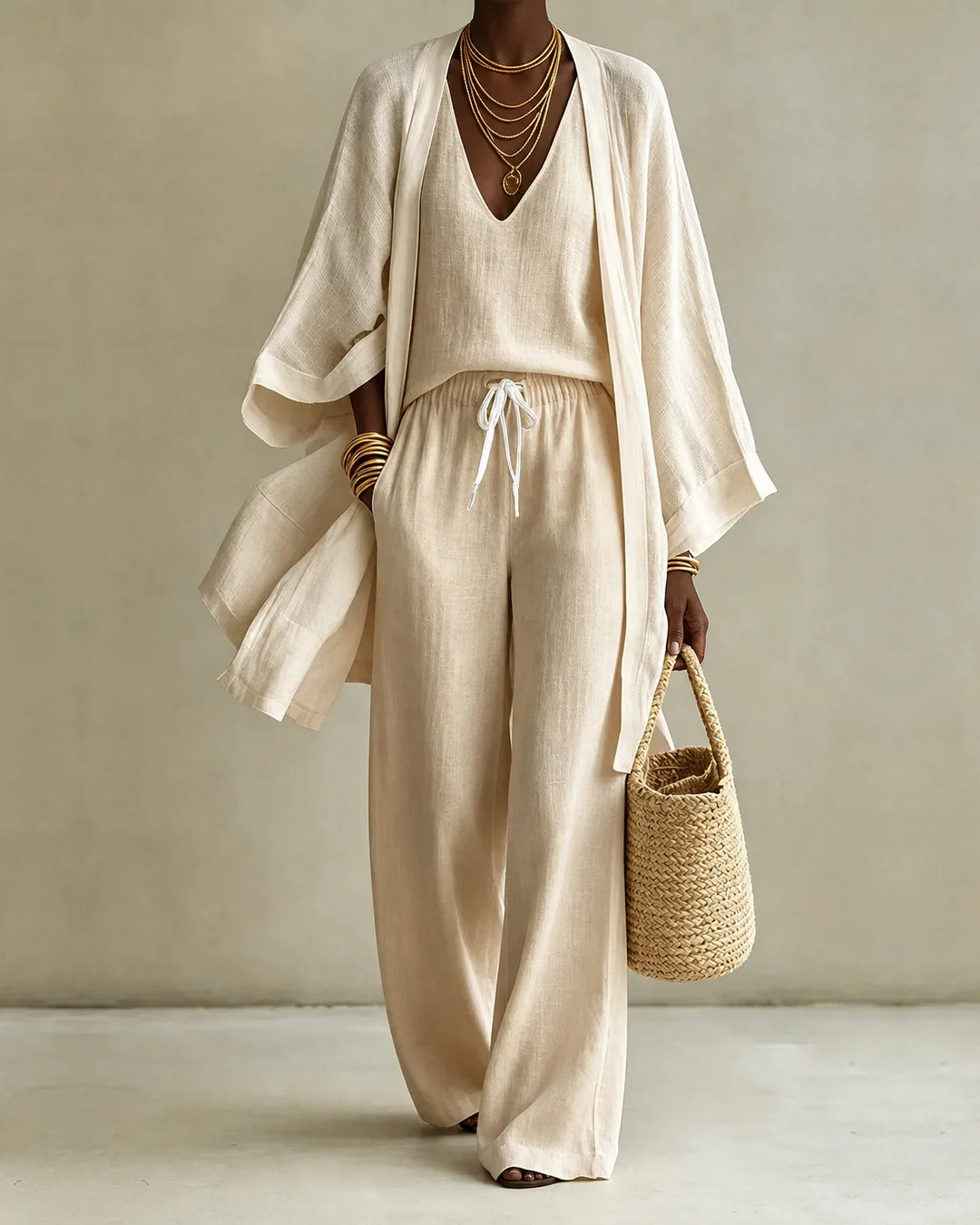 Cecilia™ | Elegant 3-Piece Linen Look Set