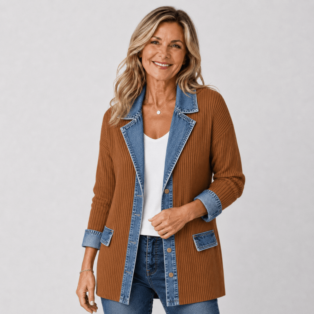 Clara™ | Denim Trim Cardigan