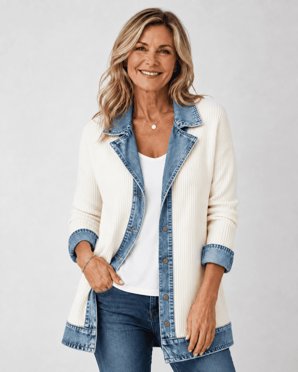 Clara™ | Denim Trim Cardigan