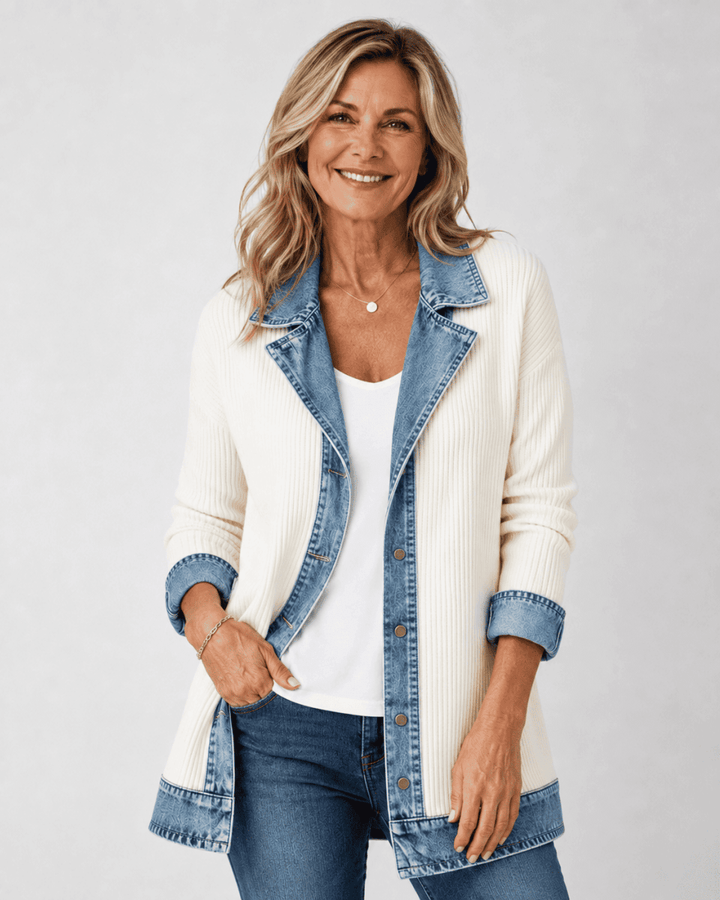 Clara™ | Denim Trim Cardigan