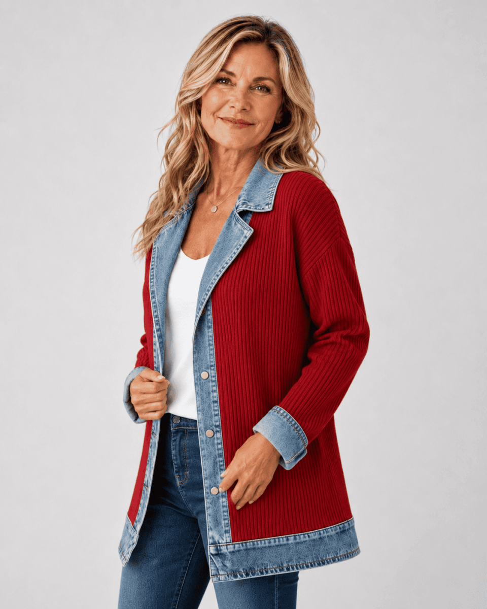 Clara™ | Denim Trim Cardigan