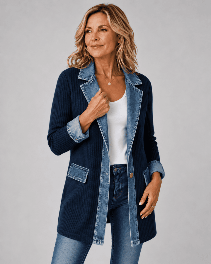 Clara™ | Denim Trim Cardigan