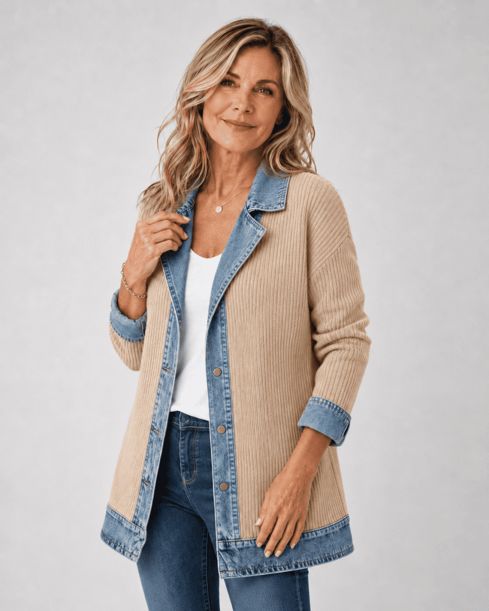 Clara™ | Denim Trim Cardigan