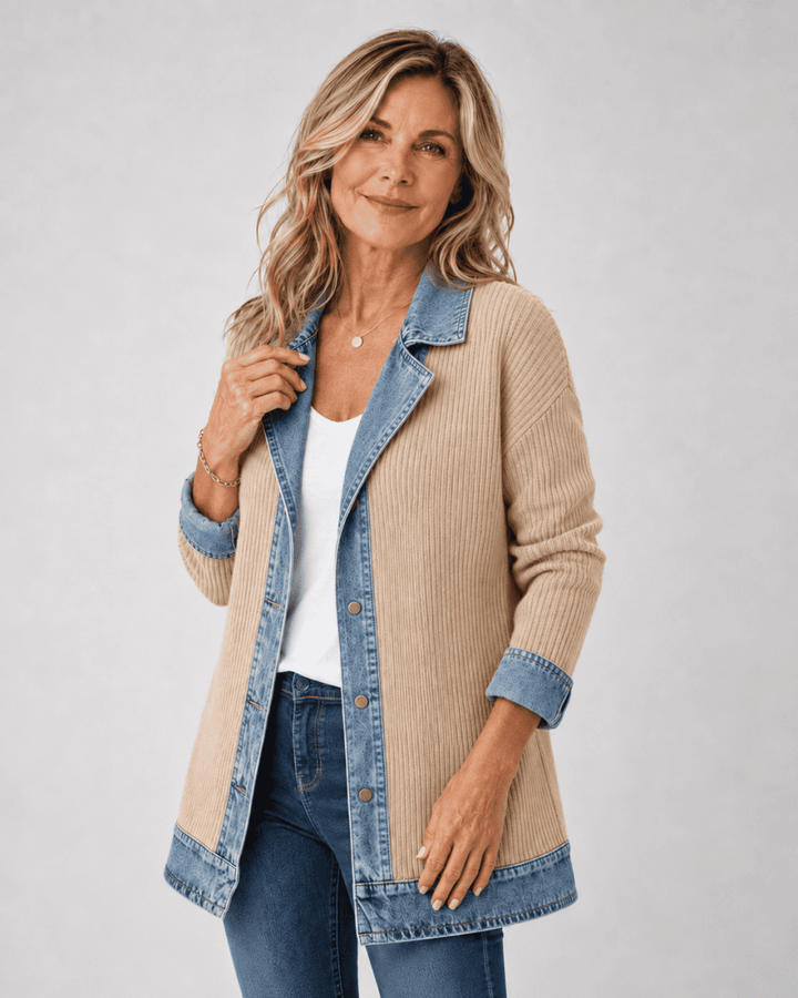 Clara™ | Denim Trim Cardigan