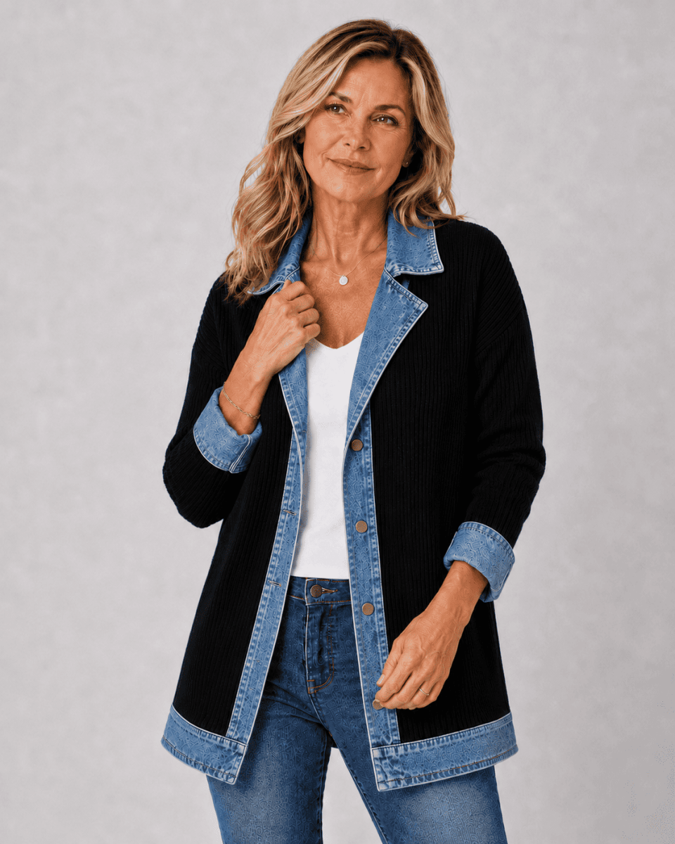 Clara™ | Denim Trim Cardigan